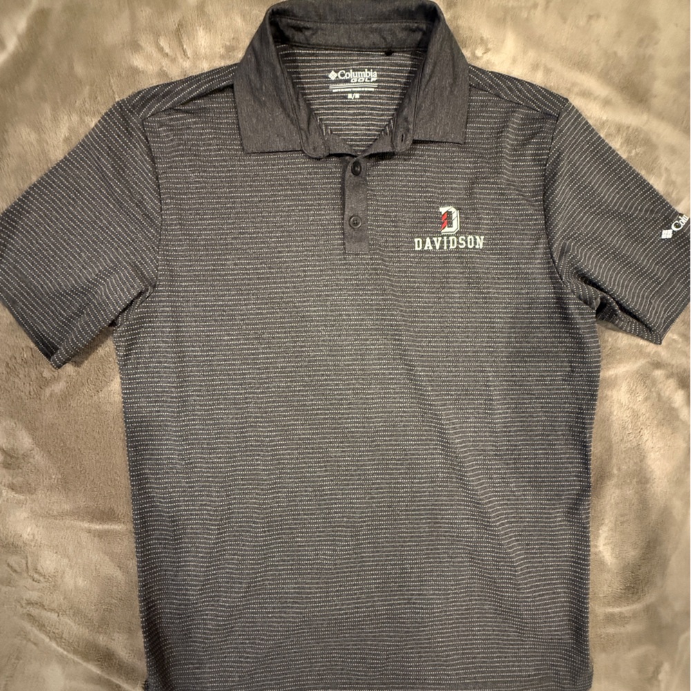 Davidson College Columbia Golf Charcoal Striped Polo Shirt - go Cats!
